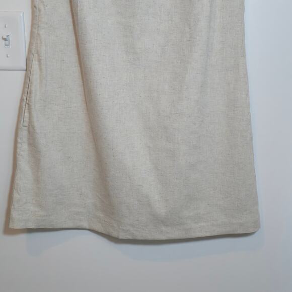 NWT Banana Republic Linen Blend Square Neck Dress Sz M Beige Shift Neutral $110 - Picture 4 of 11